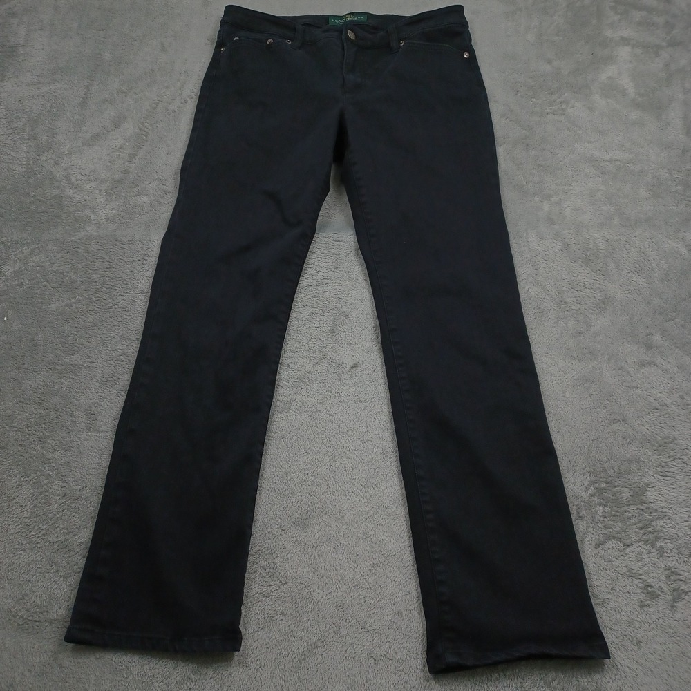 Lauren Ralph Lauren Jeans Womens 8 Black Denim Modern Straight Curvy Pockets